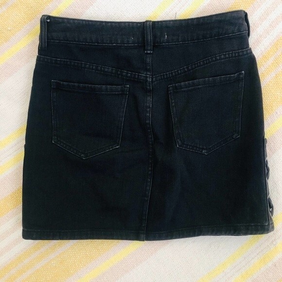 PacSun Black Denim Mini Skirt Size 25 Side Lace Up Jean Skirt - Picture 8 of 8